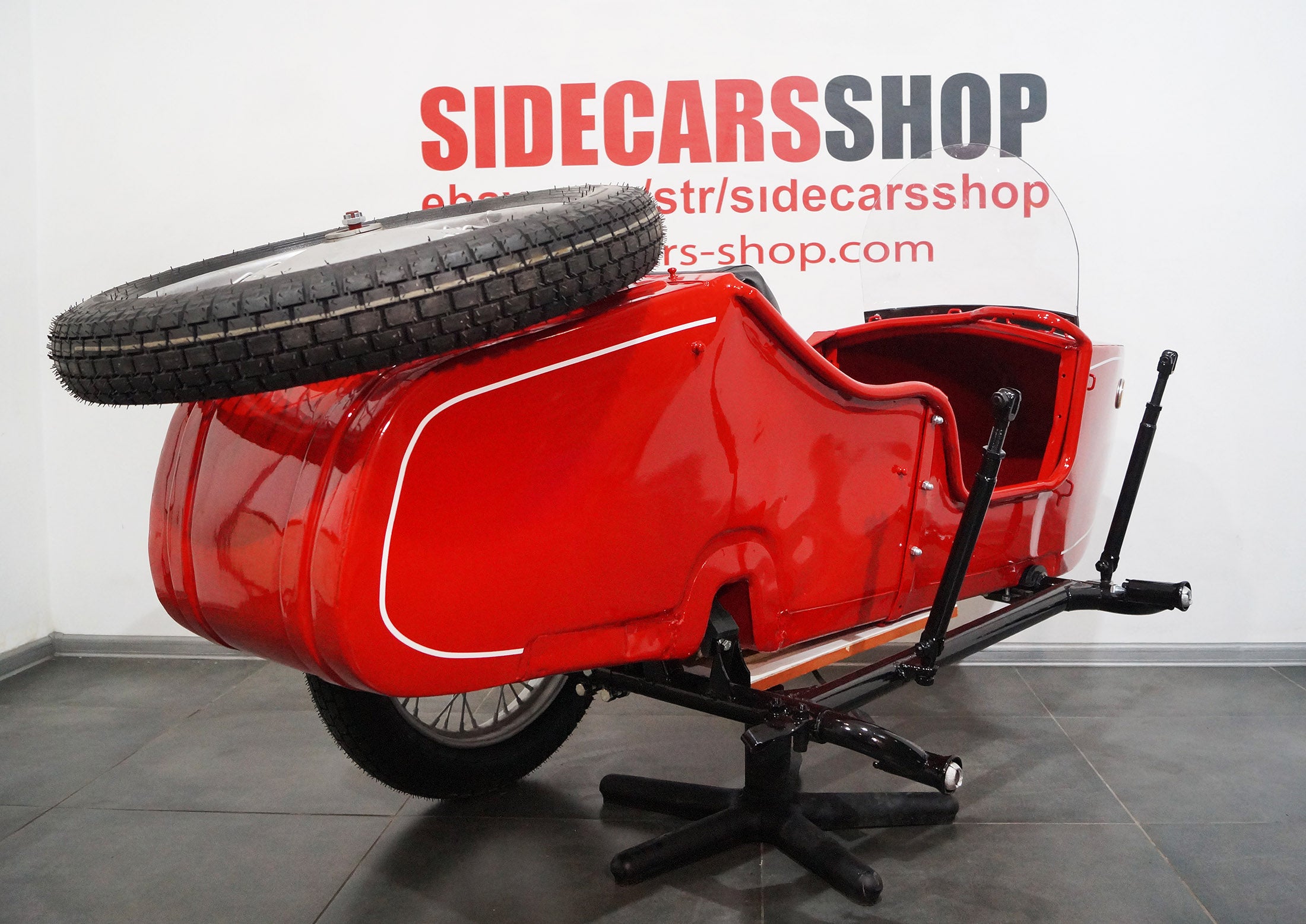 LEFT SIDE SIDECAR Dnepr Color RED Compatible with Motorcycle BMW Harley Davidson Ural Honda