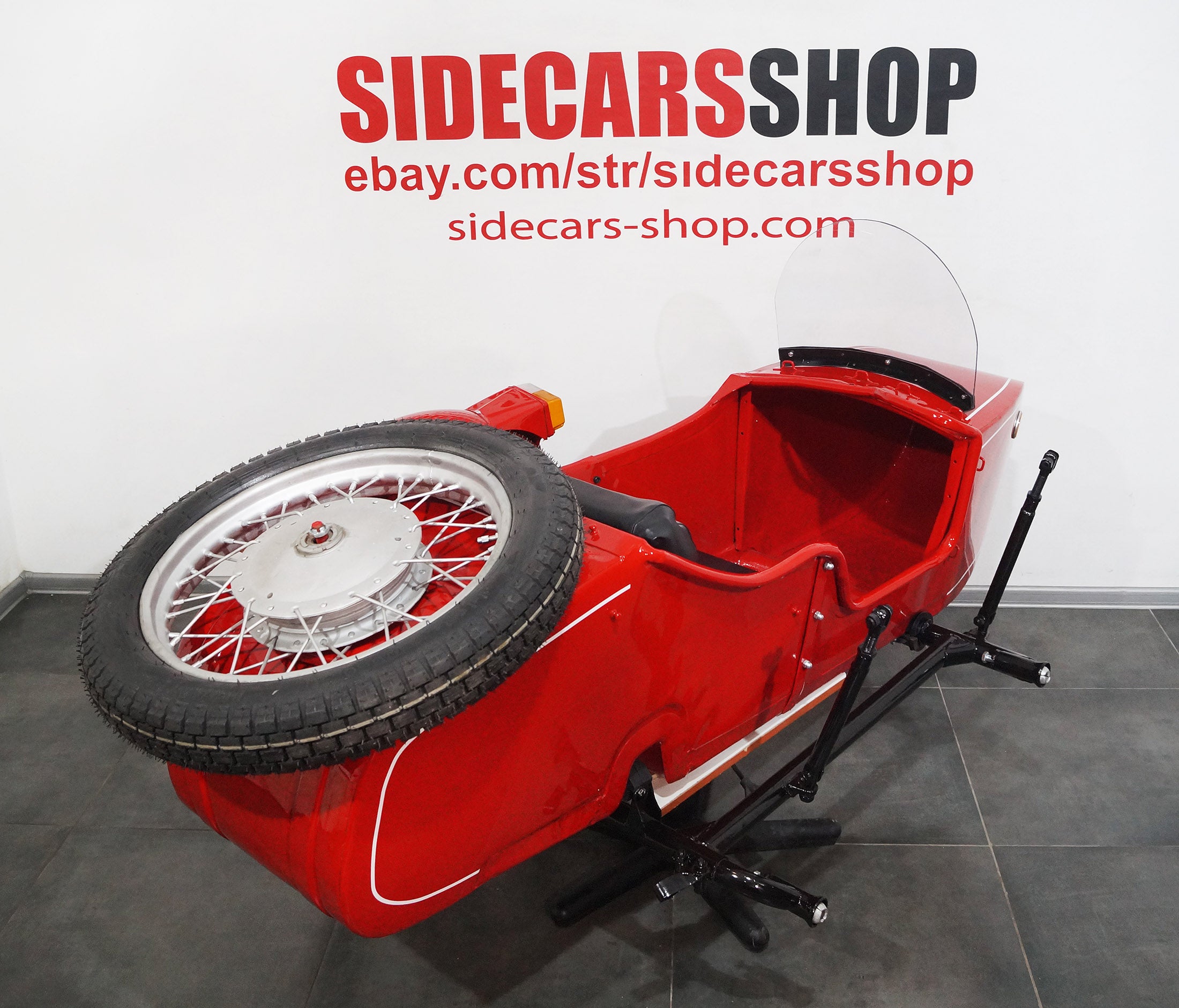 LEFT SIDE SIDECAR Dnepr Color RED Compatible with Motorcycle BMW Harley Davidson Ural Honda