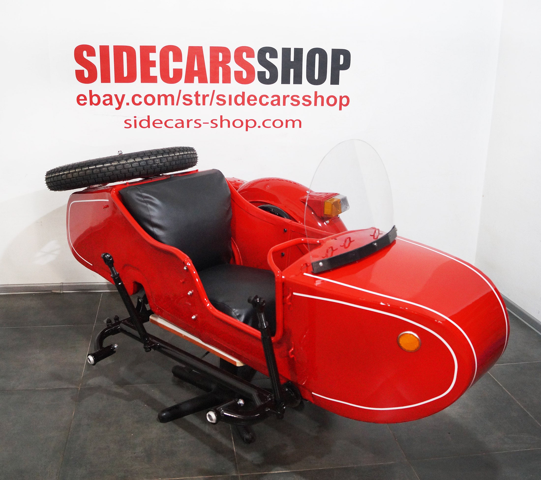 LEFT SIDE SIDECAR Dnepr Color RED Compatible with Motorcycle BMW Harley Davidson Ural Honda