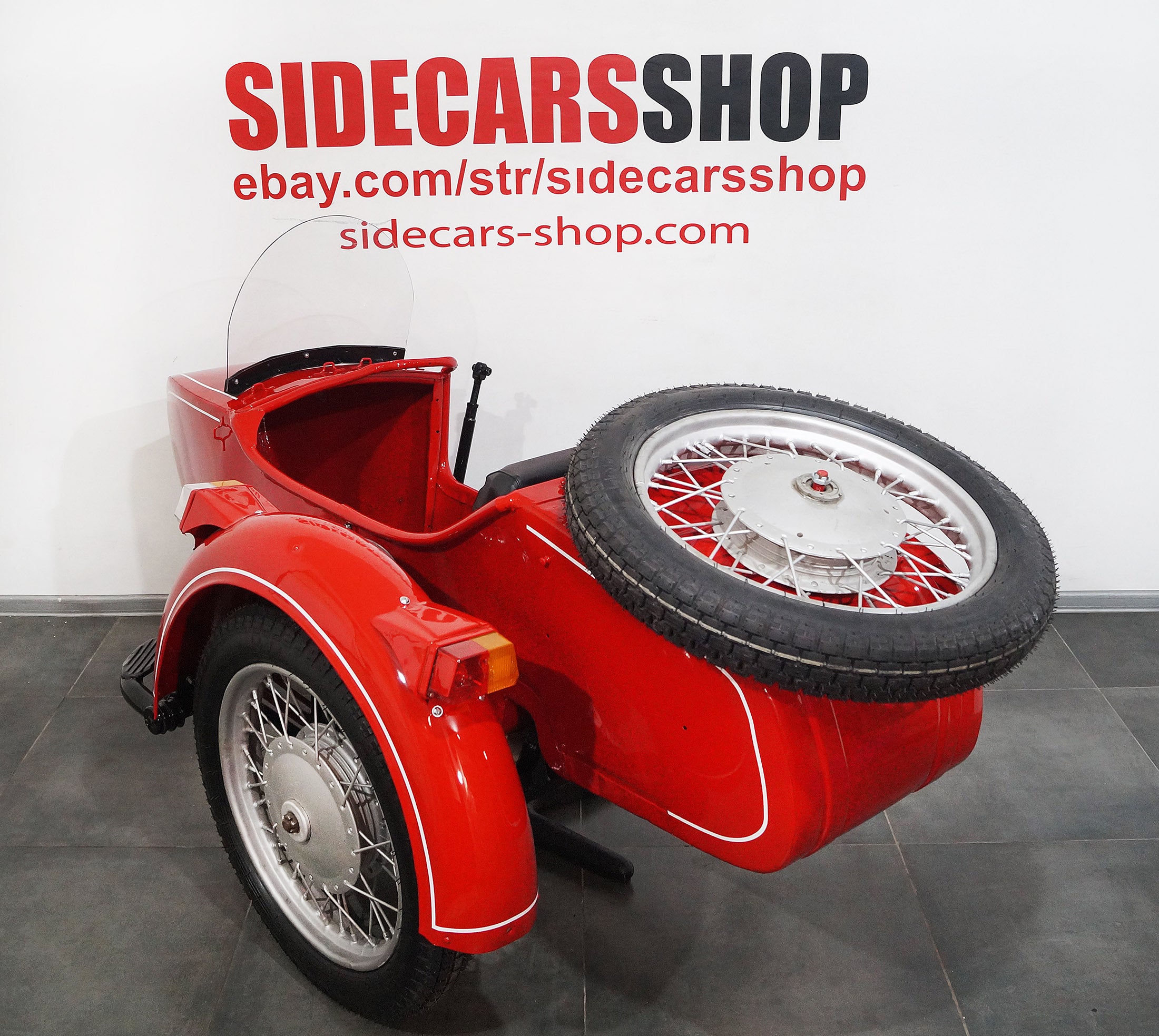 LEFT SIDE SIDECAR Dnepr Color RED Compatible with Motorcycle BMW Harley Davidson Ural Honda