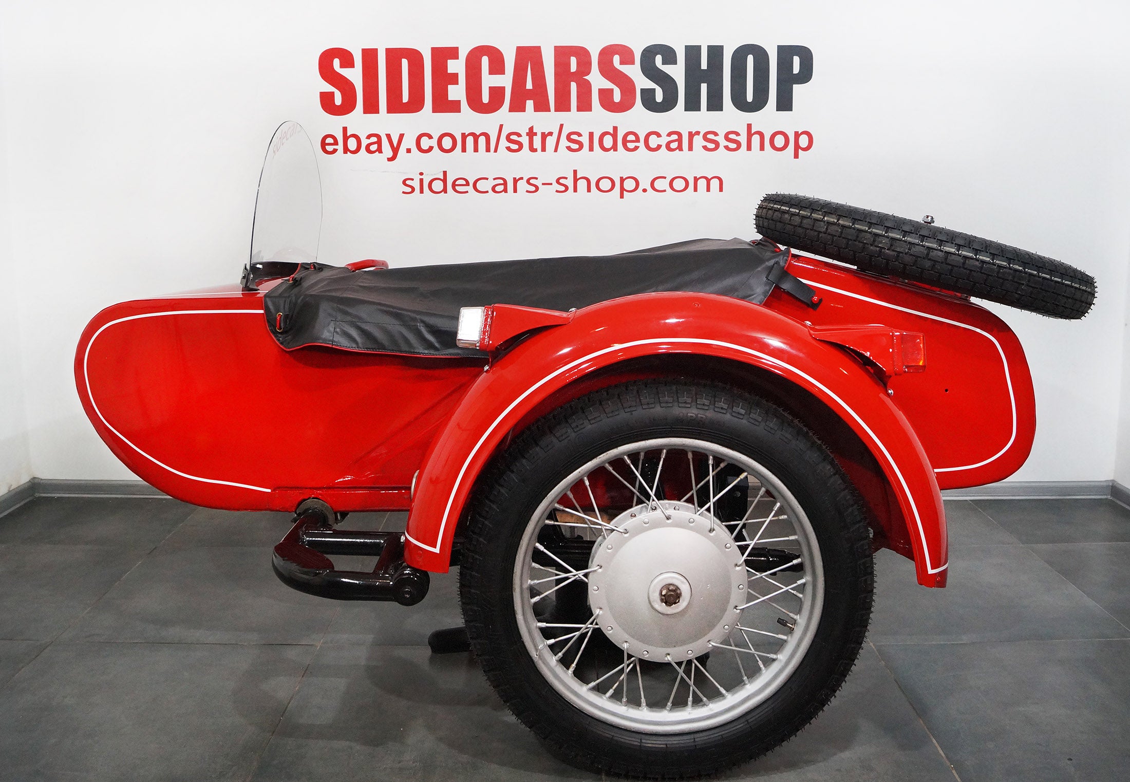 LEFT SIDE SIDECAR Dnepr Color RED Compatible with Motorcycle BMW Harley Davidson Ural Honda