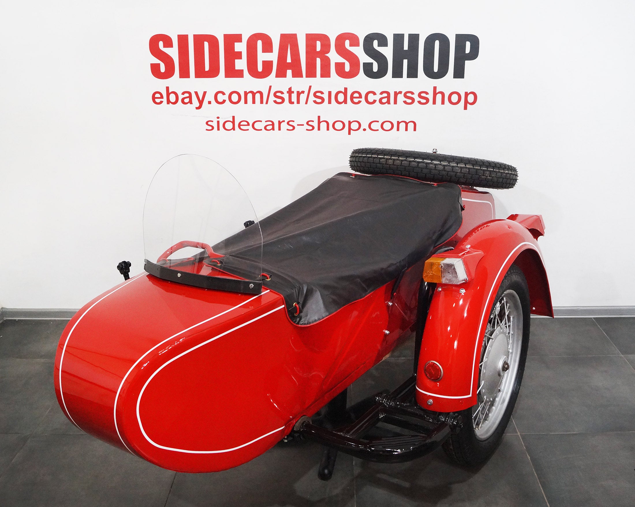 LEFT SIDE SIDECAR Dnepr Color RED Compatible with Motorcycle BMW Harley Davidson Ural Honda