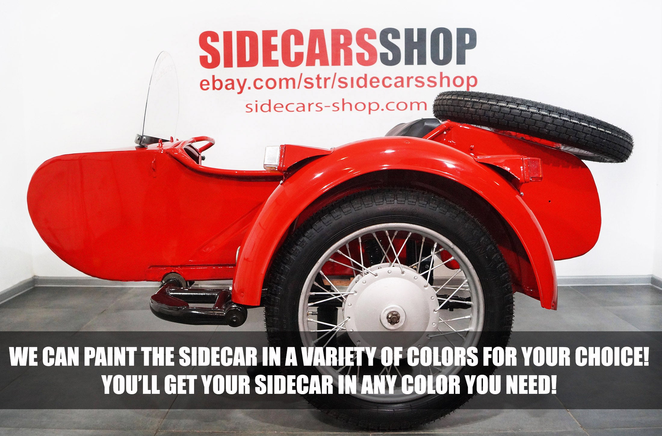 LEFT HANDED SIDECAR Dnepr Color RED Compatible with Motorcycle BMW Harley Davidson Ural Honda