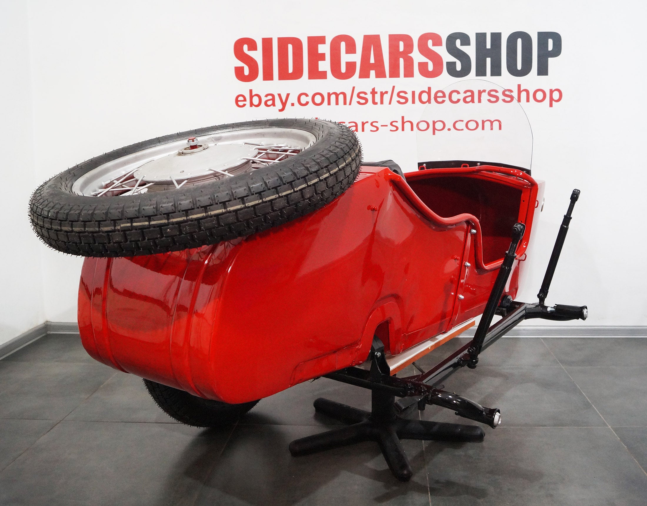 LEFT HANDED SIDECAR Dnepr Color RED Compatible with Motorcycle BMW Harley Davidson Ural Honda