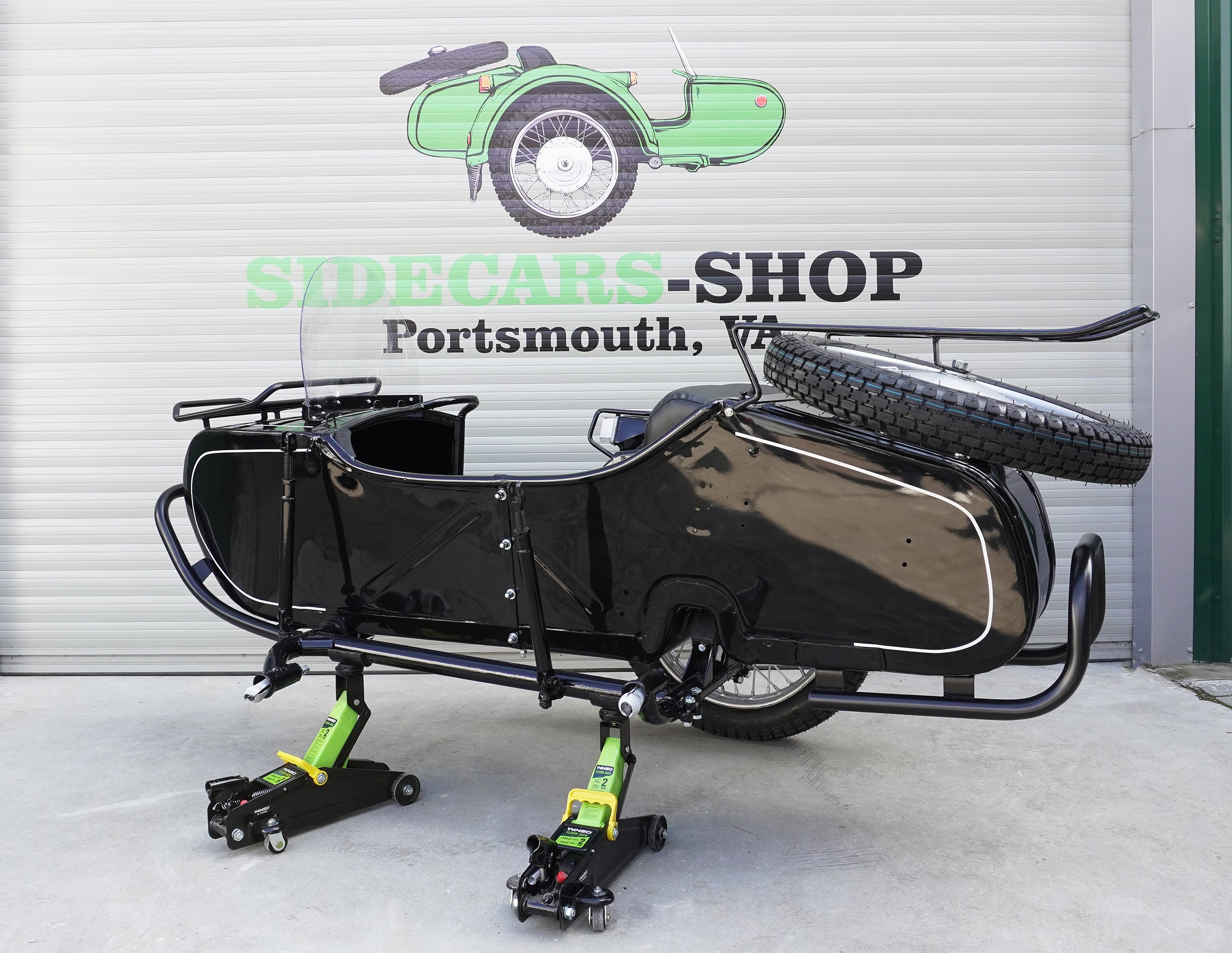 Dnepr Sidecar with Set of Racks and Bumpers Compatible with Motorcycle BMW Harley Davidson Ural Yamaha Honda Triumph
