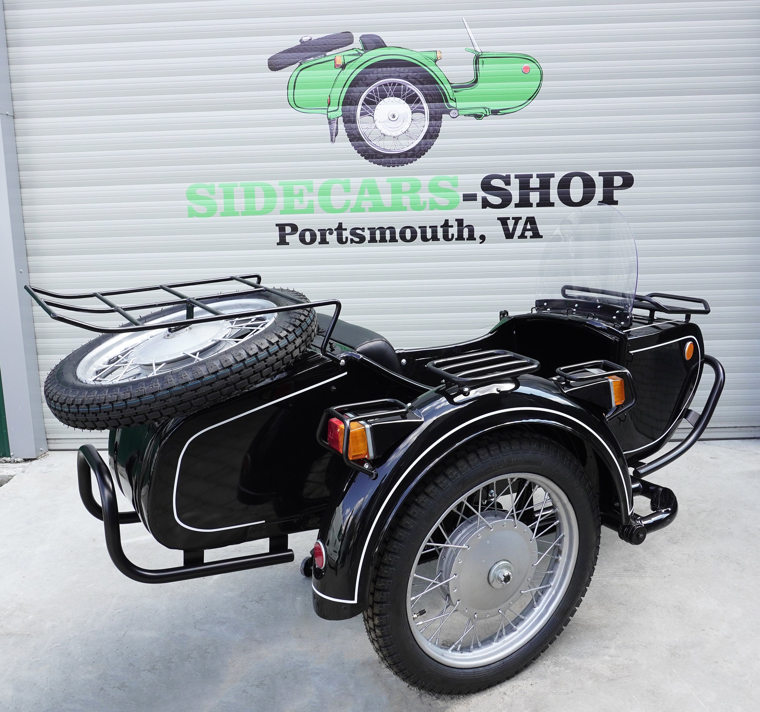 Dnepr Sidecar with Set of Racks and Bumpers Compatible with Motorcycle BMW Harley Davidson Ural Yamaha Honda Triumph